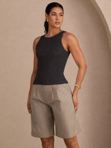 [Gray] SilkSilky  Sleeveless Round Neck Camisole Top 005