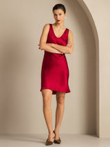 [Wine] SilkSilky  Sleeveless Scoop Neck Dress 006
