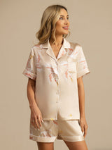 [Champagne] SilkSilky  Short Sleeve Lapel Collar Women's Pajamas 003