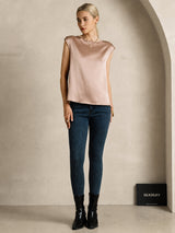 [Tuscany] SilkSilky  Cap Sleeve Round Neck Women's T-Shirt 005