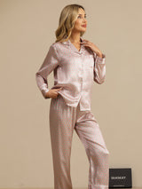 [Pink Heart Geo] SilkSilky  Short Sleeve Notch Collar Women's Pajamas 003