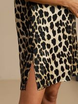 [Leopard] SilkSilky  Half Sleeve V Neck Nightgown 005