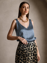 [Real Teal] SilkSilky  Sleeveless V Neck Camisole Top 004