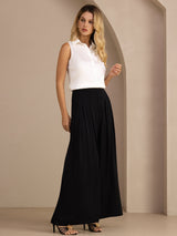 [White] SilkSilky  Sleeveless Lapel Collar Women's Shirt 008