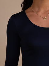 [Dark Blue] SilkSilky  Half Sleeve Women's T-Shirt 004