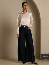 [Light Pink] SilkSilky  Long Sleeve Lapel Collar Women's Shirts 005
