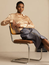 [Floral] SilkSilky  Long Sleeve Lapel Collar Women's Shirts 008