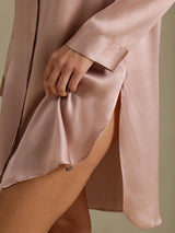 [Tuscany] SilkSilky  Long Sleeve Lapel Collar Nightshirt 005