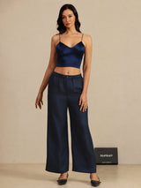 [Dark Blue] SilkSilky  Spaghetti Strap V Neck Camisole Top 007