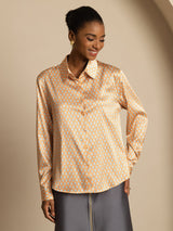 [Floral] SilkSilky  Long Sleeve Lapel Collar Women's Shirts 001