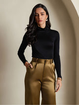 [Black] SilkSilky  Long Sleeve Turtle Neck Women's T-Shirt 005