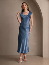[Real Teal] SilkSilky  Cap Sleeve Dress 003