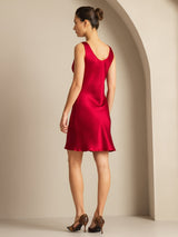 [Wine] SilkSilky  Sleeveless Scoop Neck Dress 002