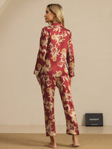 [Wine Dragon] SilkSilky  Long Sleeve Lapel Collar Women's Pajamas 002