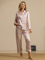 [Pink Heart Geo] SilkSilky  Short Sleeve Notch Collar Women's Pajamas 004