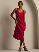 [Wine] SilkSilky  Sleeveless Dress 006