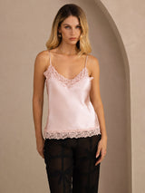 [Pink] SilkSilky  Spaghetti Strap V Neck Camisole Top 001