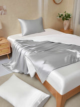 [LightGray+White] SilkSilky  22Momme Bedding Set 001