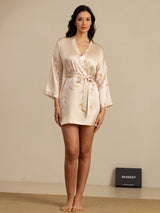 [Champagne] SilkSilky  3/4 Sleeve Women's Robe 008