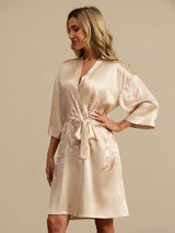 [Champagne] SilkSilky  3/4 Sleeve Women's Robe 001