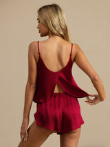 [Wine] SilkSilky  Spaghetti Strap Camisole Set 002
