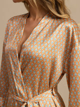 [Yellow Heart Geo] SilkSilky  3/4 Sleeve Women's Robe 003