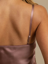 [Pale Mauve] SilkSilky  Pure Silk Spaghetti Strap V Neck Nightgown 006