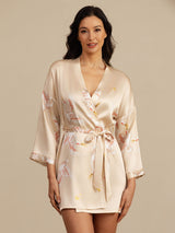 [Champagne] SilkSilky  3/4 Sleeve Women's Robe 006