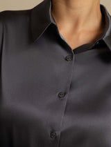 [Dark Gray] SilkSilky  Long Sleeve Lapel Collar Women's Shirt 006