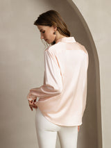[Light Pink] SilkSilky  Long Sleeve Lapel Collar Women's Shirt 002