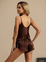 [Brown] SilkSilky  Spaghetti Strap Camisole Set 002