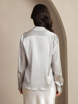 [Light Gray] SilkSilky  Long Sleeve Lapel Collar Women's Shirt 003