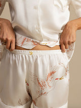[White] SilkSilky  Short Sleeve Lapel Collar Women's Pajamas 005