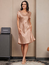 [Tuscany] SilkSilky  Cap Sleeve V Neck Nightgown 001
