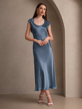 [Real Teal] SilkSilky  Cap Sleeve Dress 005