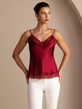 [Wine] SilkSilky  Spaghetti Strap V Neck Camisole Top 004