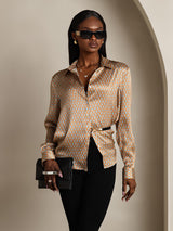 [Floral] SilkSilky  Long Sleeve Lapel Collar Women's Shirt 006