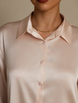 [Light Pink] SilkSilky  Long Sleeve Lapel Collar Women's Shirts 004