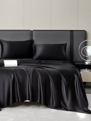19Momme 4Pcs 100% Mulberry Silk Bedding Set Fitted&Flat Sheets+2x Pillowcases