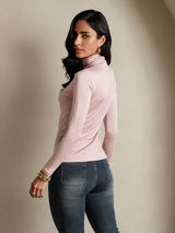 [Coral Pink] SilkSilky  Long Sleeve Turtle Neck Women's T-Shirt 002