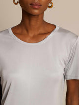 [Silver] SilkSilky  Short Sleeve Round Neck Women's T-Shirt 004