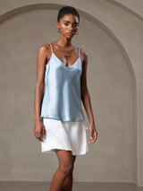 [Grayish Blue] SilkSilky  Spaghetti Strap V Neck Camisole Top 001