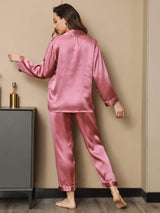 [Pale Mauve] SilkSilky  Long Sleeve Lapel Collar Women's Pajamas 002