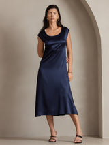 [Dark Blue] SilkSilky  Cap Sleeve Dress 001