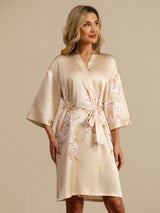 [Champagne] SilkSilky  3/4 Sleeve Women's Robe 003