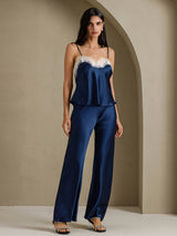 [Dark Blue] SilkSilky  Spaghetti Strap V Neck Camisole Top 007