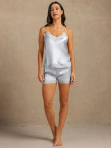 [Grayish Blue] SilkSilky  Spaghetti Strap V Neck Camisole Set 006