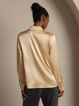 [Champagne] SilkSilky  Long Sleeve Lapel Collar Women's Shirts 003
