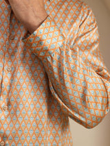 [Yellow Heart Geo] SilkSilky  Long Sleeve Lapel Collar Men's Shirt 007