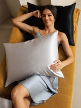 [LightGray+White] SilkSilky  22Momme Pure Silk Pillowcase 003